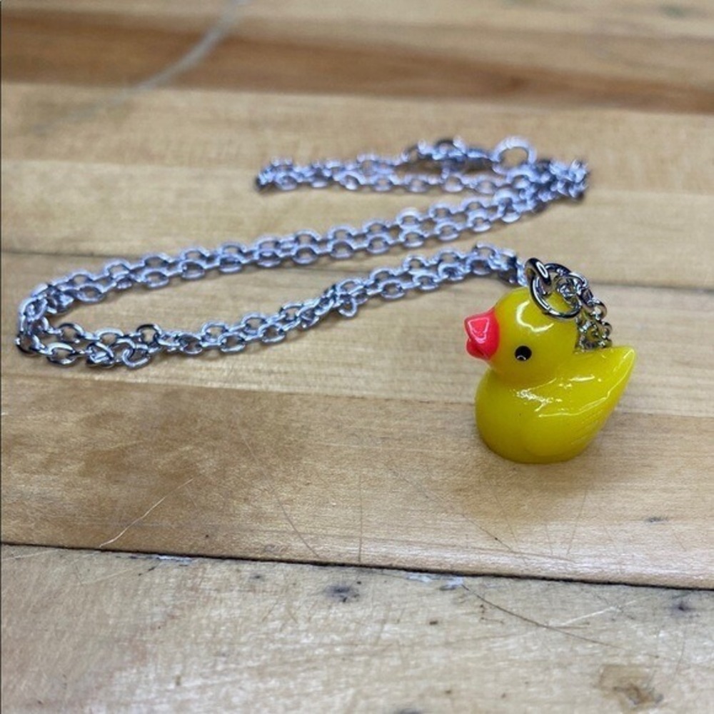 Yellow Rubber Duck Necklace Charm Pendant Jeep Fun Quirky Summer Jewelry 18in